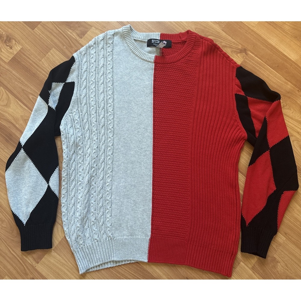 Hello Kitty Forever 21 Cable Knit Sweater HTF Colorblock Women's Size Large